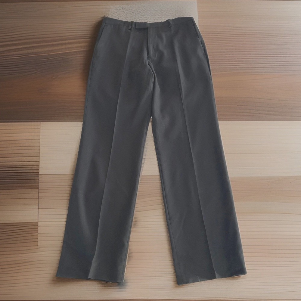 Mens Classic Dress Pants Black Flat Front Straight Leg Claiborne 30x32 - Picture 1 of 8